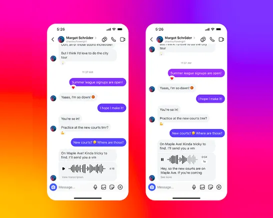 Instagram ajoute de nouvelles options DM, y compris la transcription de clip vocale