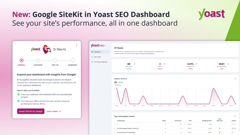 Kit de site par Google Insights dans votre tableau de bord SEO Yoast